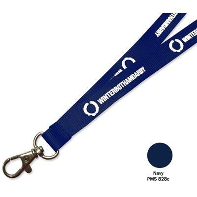 Branded Promotional FLAT POLYESTER LANYARD in Navy Lanyard From Concept Incentives.