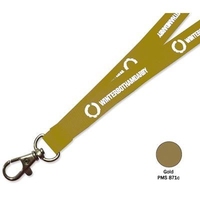 Branded Promotional FLAT POLYESTER LANYARD in Gold Lanyard From Concept Incentives.