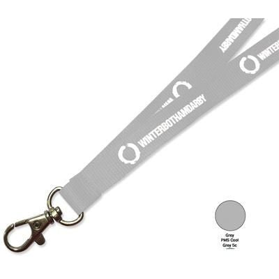 Branded Promotional FLAT POLYESTER LANYARD in Grey Lanyard From Concept Incentives.