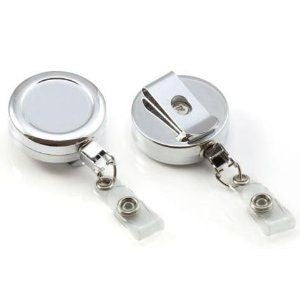 Branded Promotional SILVER CHROME FINISHED SKI PASS HOLDER - ROUND Pull Reel Pass Holder From Concept Incentives.