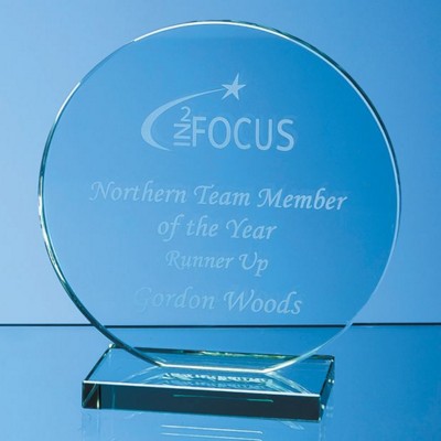 Branded Promotional 15CM JADE GLASS CIRCLE AWARD Award From Concept Incentives.