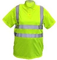 Branded Promotional HIGH VISIBILITY DOUBLE BAND SAFETY POLO SHIRT in Yellow Polo Shirt From Concept Incentives.