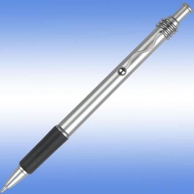 Branded Promotional VIPER SATIN BALL PEN in Silver with Black Grip Pen From Concept Incentives.