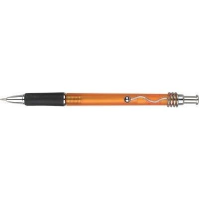 Branded Promotional VIPER FROST BALL PEN in Frosted Orange with Black Grip & Silver Trim Pen From Concept Incentives.