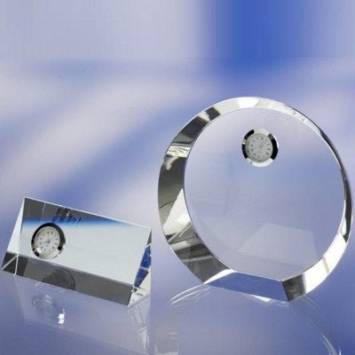 Branded Promotional OPTICAL GLASS DESK TOP AWARD TROPHY  with Clock Award From Concept Incentives.