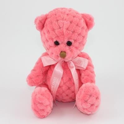 Branded Promotional 15CM BOW BLOSSOM WAFFLE BEAR Soft Toy From Concept Incentives.