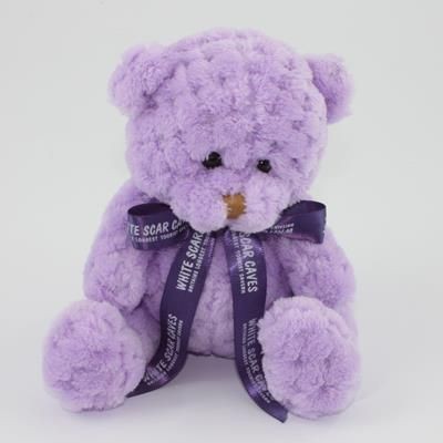 Branded Promotional 15CM BOW ORCHID WAFFLE BEAR Soft Toy From Concept Incentives.