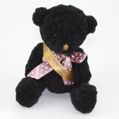 Branded Promotional 15CM SASH COAL WAFFLE BEAR Soft Toy From Concept Incentives.