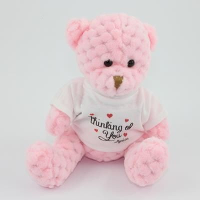 Branded Promotional 15CM TEE SHIRT CANDY FLOSS WAFFLE BEAR Soft Toy From Concept Incentives.