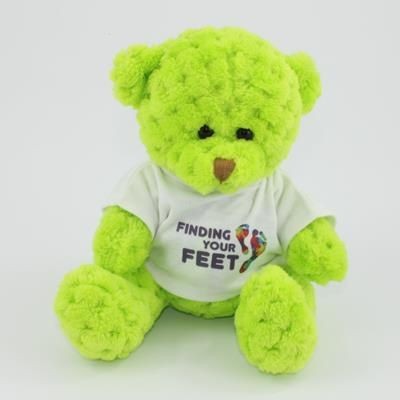 Branded Promotional 15CM TEE SHIRT KIWI WAFFLE BEAR Soft Toy From Concept Incentives.