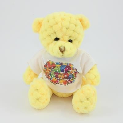 Branded Promotional 15CM TEE SHIRT SUNSHINE WAFFLE BEAR Soft Toy From Concept Incentives.