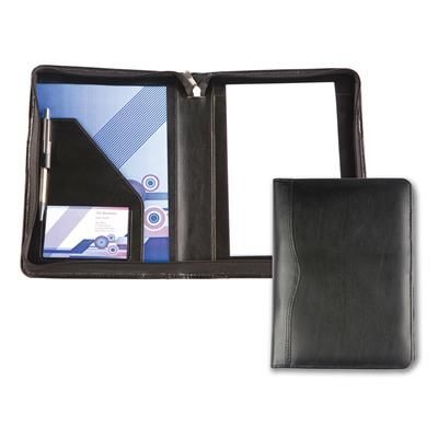 Branded Promotional BALMORAL BONDED LEATHER A5 ZIP AROUND CONFERENCE FOLDER in Black Conference Folder From Concept Incentives.