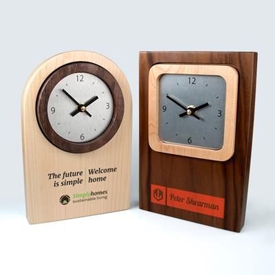 Branded Promotional REAL WOOD CLOCK with Contrasting Clock Face Surround Clock From Concept Incentives.