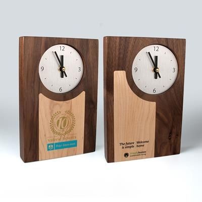 Branded Promotional REAL WOOD CLOCK with Inlay Clock From Concept Incentives.
