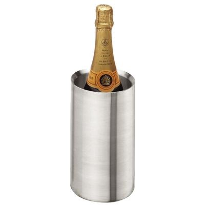 Branded Promotional SILVER STAINLESS STEEL METAL WINE BOTTLE COOLER Bottle Cooler From Concept Incentives.