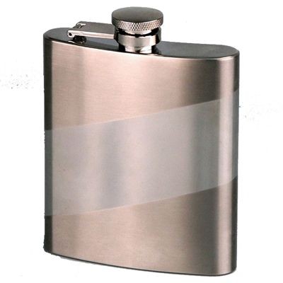 Branded Promotional 8OZ SASH SILVER STAINLESS STEEL METAL HIP FLASK Hip Flask From Concept Incentives.