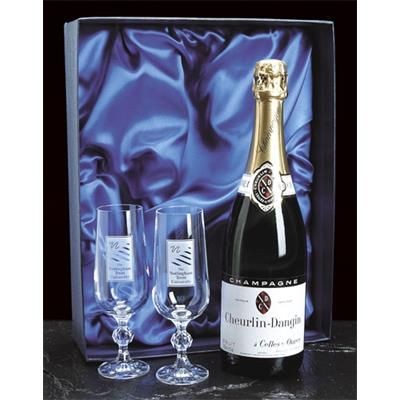 Branded Promotional PAIR OF CRYSTAL CHAMPAGNE FLUTE GLASSES Champagne Flute From Concept Incentives.