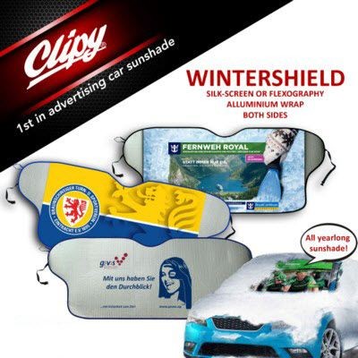 Branded Promotional CLIPY CAR WINTERSHIELD & SUN SHADE Car Windscreen Sun Shade From Concept Incentives.