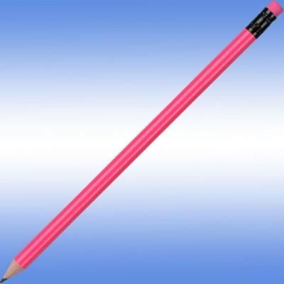 Branded Promotional NEON FLUORESCENT PENCIL in Magenta Pencil From Concept Incentives.