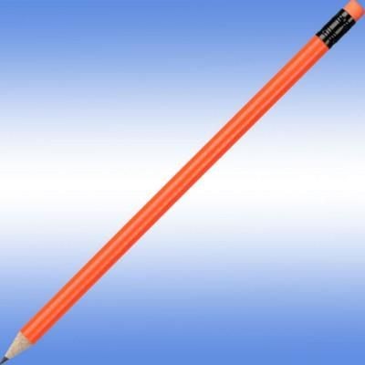Branded Promotional NEON FLUORESCENT PENCIL in Orange Pencil From Concept Incentives.
