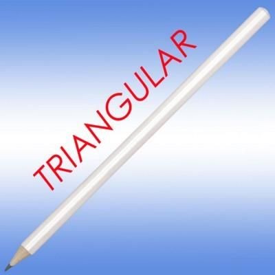 Branded Promotional TRISIDE PENCIL in All White Pencil From Concept Incentives.