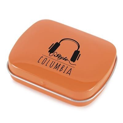 Branded Promotional RECTANGULAR MINTS TIN in Amber Mints From Concept Incentives.