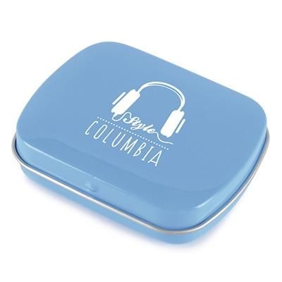 Branded Promotional RECTANGULAR MINTS TIN in Cyan Mints From Concept Incentives.