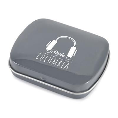 Branded Promotional RECTANGULAR MINTS TIN in Dark Grey Mints From Concept Incentives.