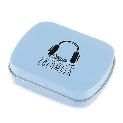 Branded Promotional RECTANGULAR MINTS TIN in Light Blue Mints From Concept Incentives.