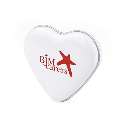 Branded Promotional HEART MINTS TIN in White Mints From Concept Incentives.