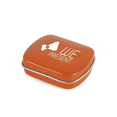 Branded Promotional MICRO RECTANGULAR MINTS TIN in Amber Mints From Concept Incentives.