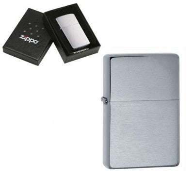 Branded Promotional GENUINE ZIPPO LIGHTER in Vintage Brushed Silver Chrome Finish Lighter From Concept Incentives.