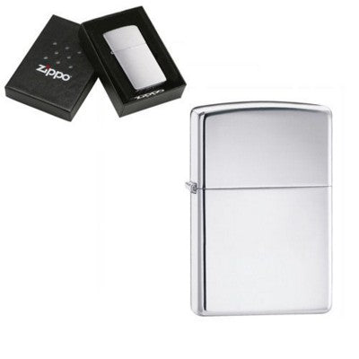 Branded Promotional GENUINE ZIPPO LIGHTER in High Polished Silver Chrome Lighter From Concept Incentives.