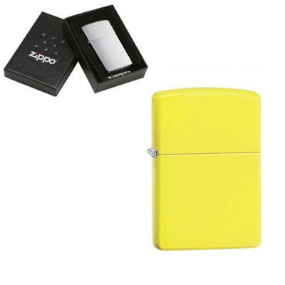 Branded Promotional GENUINE ZIPPO LIGHTER in Neon Fluorescent Yellow Lighter From Concept Incentives.